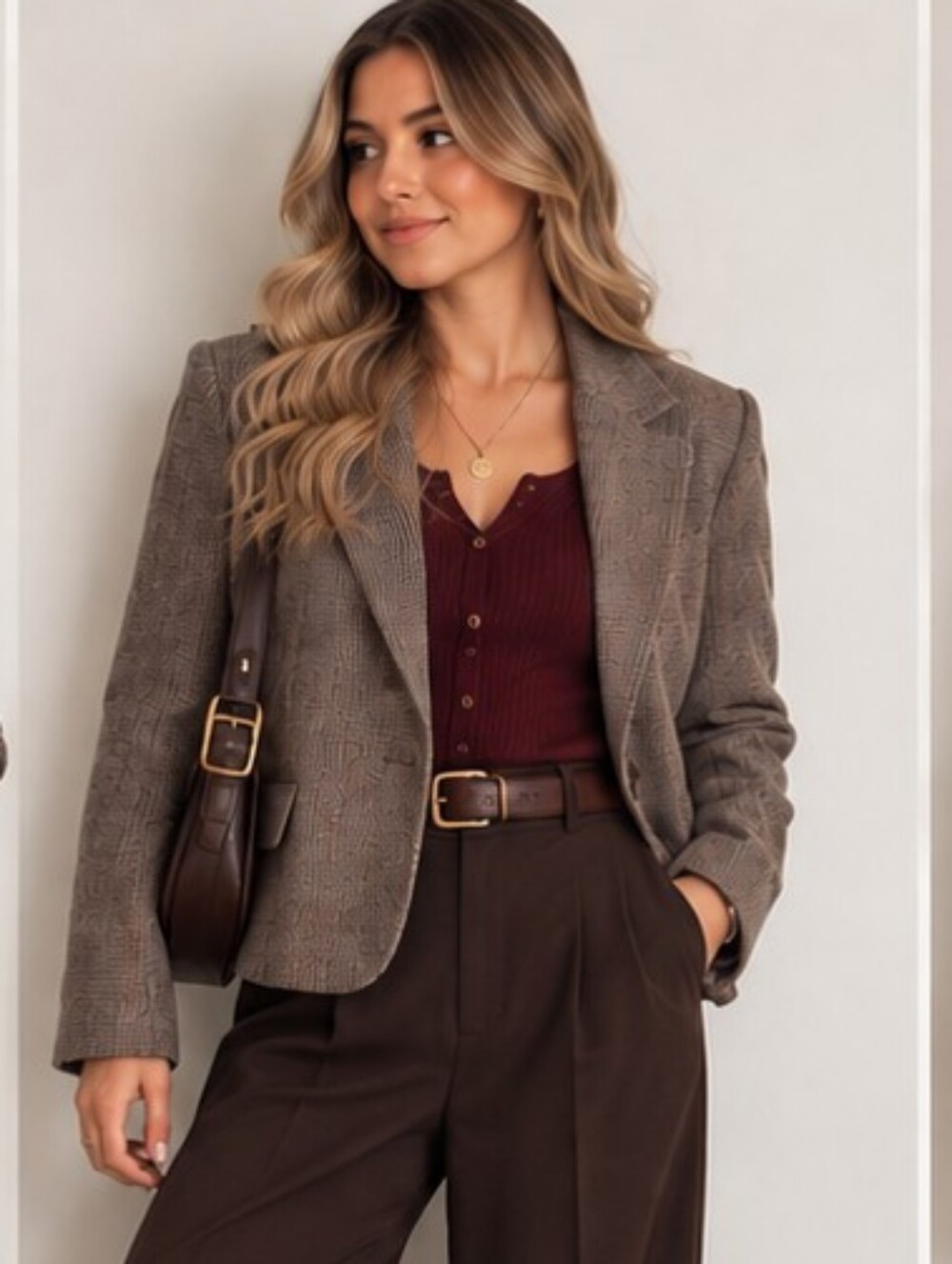Hunt Valley Vintage Wool Blend Tweed Blazer Women’s Size 8 Brown Heritage Tailor